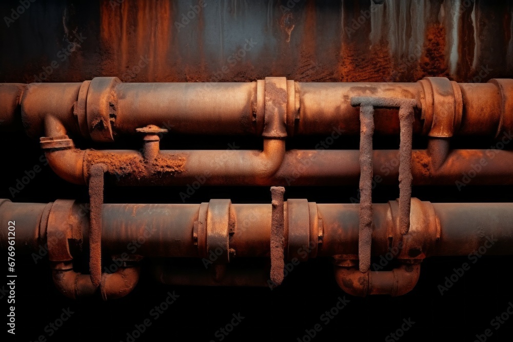Poster old pipes requiring replacement. background with selective focus and copy space