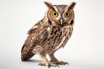 Obraz premium Close-up studio portrait of owl. Design blank