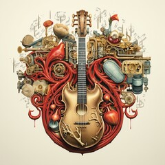 guitar and music notes