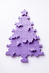 purple puzzle christmas tree on white background