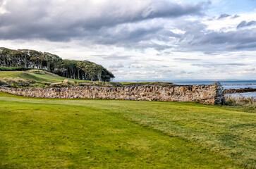 St Andrews, Scotland - September 21, 2023: Landscape views of the Kingsbarns Golf Course on the...