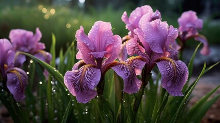 Beautiful iris flowers. Mother's day concept with a space for a text. Valentine day concept with a copy space.