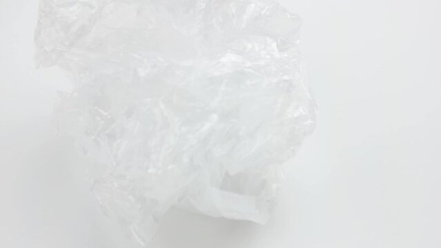 Transparent plastic on a white background, plastic packaging