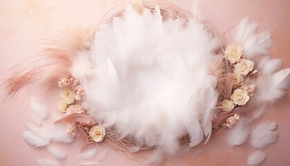 Newborn baby nest or crib backdrop, photoshop overlay,  pastel pink colors