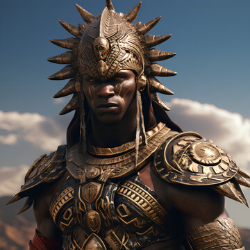 African warrior, very detailed, 3D, ultra-realistic, surrealistic, hyper-detailed