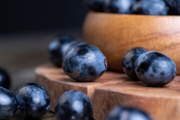 Blue grapes grown in a home vineyard