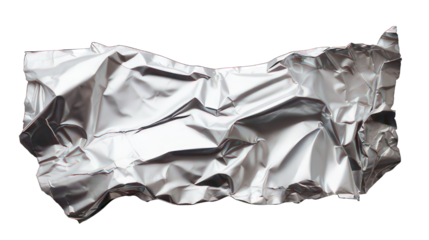 Ripped piece of aluminium foil isolated on white created with Generative AI
