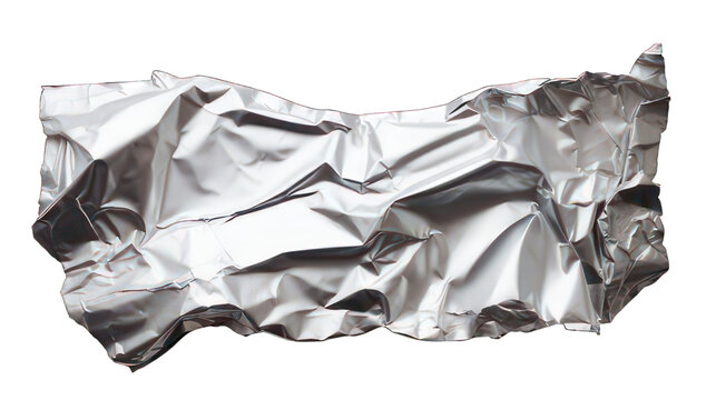 Ripped piece of aluminium foil isolated on white created with Generative AI