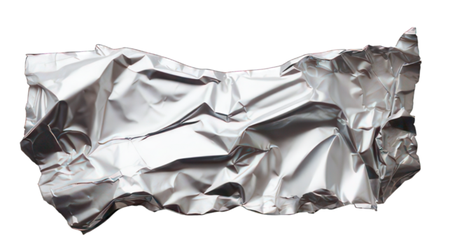 Ripped piece of aluminium foil isolated on white created with Generative AI