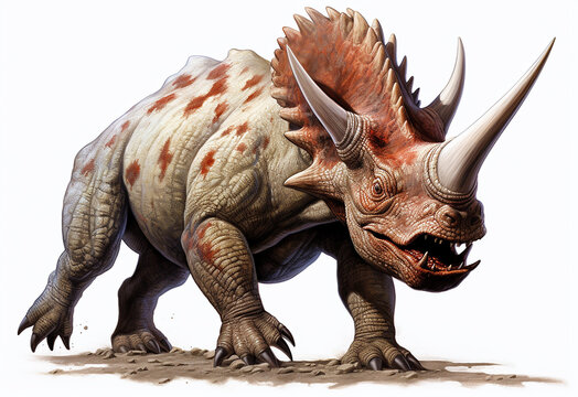 dinossauro realista  em fundo branco 