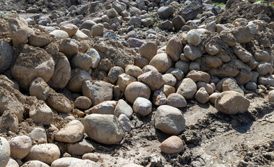 large stones on the construction site used for construction