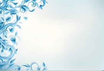 Abstract blue background with floral elements. Template, banner, wallpaper. Place for text