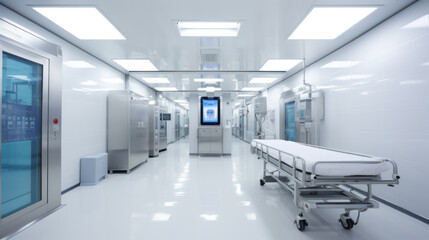 Naklejka na ściany i meble Fantastic futuristic operating room, bright and clean