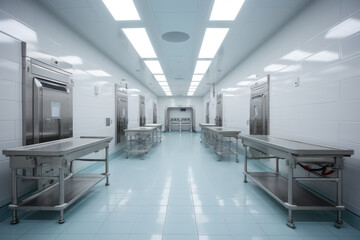 Naklejka na ściany i meble Fantastic futuristic dissection room, bright and clean