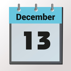 vector calendar page with date December 13, light colors