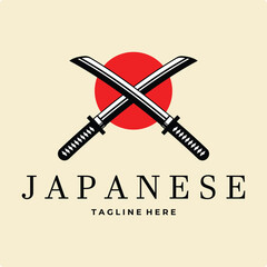 samurai Katana simple Logo Vector Illustration Design