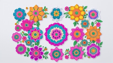 Fototapeta na wymiar Colorful flowers floral Clipart, high quality resolution, beautiful flowers white background, AI generated images, jpg illustration.