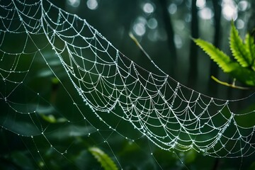 spider web with dew drops generated by AI technology	