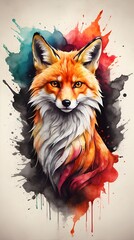 red fox ink illustration