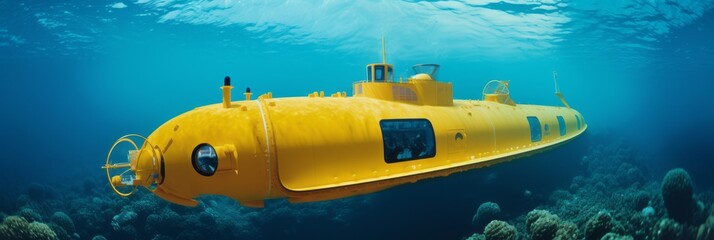 Yellow submarine. Exploring the depths of the ocean