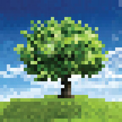 pixel Tree in the style of minimalism