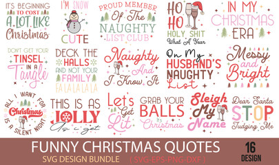 Funny Christmas Quotes SVG Design Bundle