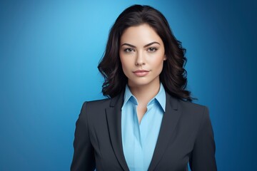 Portrait of beautyful and confident business woman, one color background, generative ai - obrazy, fototapety, plakaty