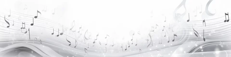 Gordijnen Silhouettes of music notes on sheet, composing app, karaoke, white background © MD Media