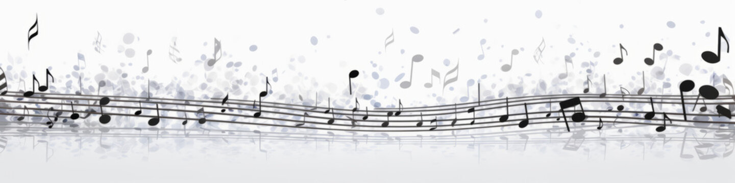 Silhouettes of music notes on sheet, composing app, karaoke, white background