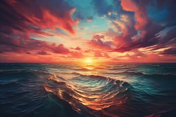 Mesmerizing Ocean Sunset - obrazy, fototapety, plakaty