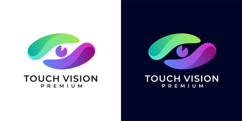 Eye Logo design vector template. Colorful vision logo. Creative Vision Logotype concept. Logo design of eye, pupils, vision, future, touch, technology. © Oeriz Studio