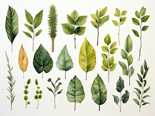 Botanical Leaves Watercolor Study