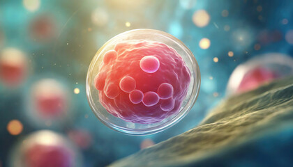 3d rendering of cell or Embryonic stem cell microscope background.