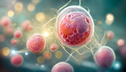 3d rendering of cell or Embryonic stem cell microscope background.