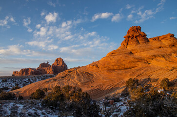 Sandstone butte in winter