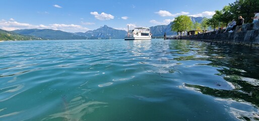 bleak alburnus fish under the water surface of lake attersee in austria