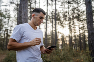 man use mobile phone smartphone during training