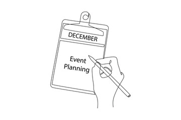 One continuous line drawing of Events, scheduling, creativity. Event management concept. Doodle vector illustration in simple linear style.