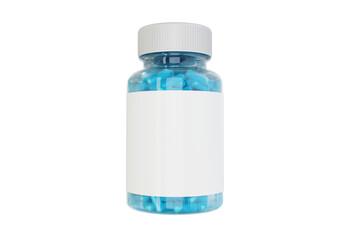 Vitamins packaging white label bright blue jar
