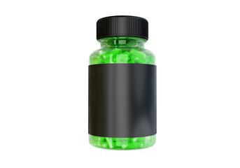 Vitamins packaging black label green jar