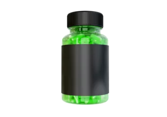 Zelfklevend Fotobehang Vitamins packaging black label green jar © Adam