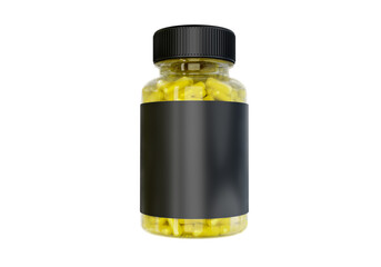 Vitamins packaging black label yellow jar