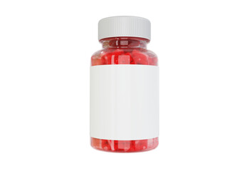 Vitamins packaging white label red jar - obrazy, fototapety, plakaty