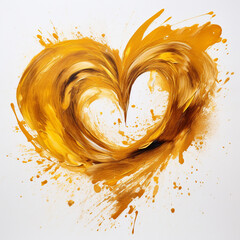 a gold heart was sprayed on white background