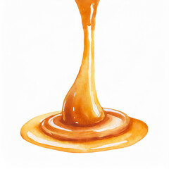 Caramel sauce, Liquid syrup splash, sugar candy caramel or melted toffee, 3d illustration.