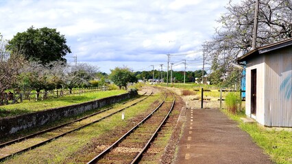 小湊鉄道上総鶴舞駅の構内の風景