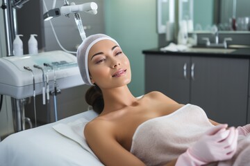 Professional performing non surgical botox injection treatment for medical cosmetology procedures