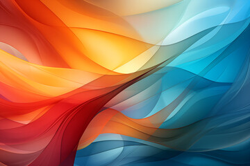 Digital abstract background of curved wavy lines, blue to orange gradient