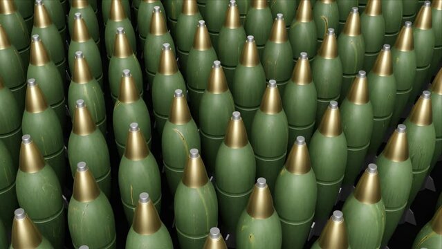 4k of mortar bullets production animation,mortar stack,war production,palestine war,israel war,perfect for news  video