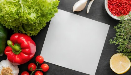 Préparation Culinaire avec Ingrédients Frais et Espace pour Recettes